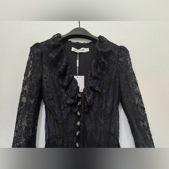 Self Portrait BLACK LACE RUFFLE MAXI DRESS $970 New without tag - Picture 10 of 13